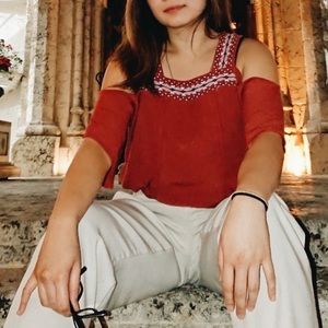 Medium Bohemian Style Off-Shoulder Blouse